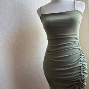 Sage Green Ruched Bodycon Dress - Women
